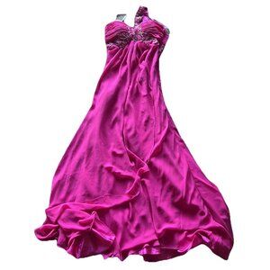 Vintage Fiesta Women’s Prom Formal Hot Pink Stones Layered Dress Women’s Size M